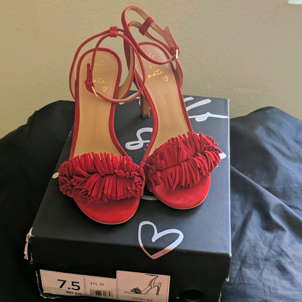 Banana Republic Honey Bis Fringe Heeled Sandals
